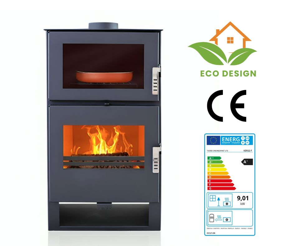 Wood burning stove with oven